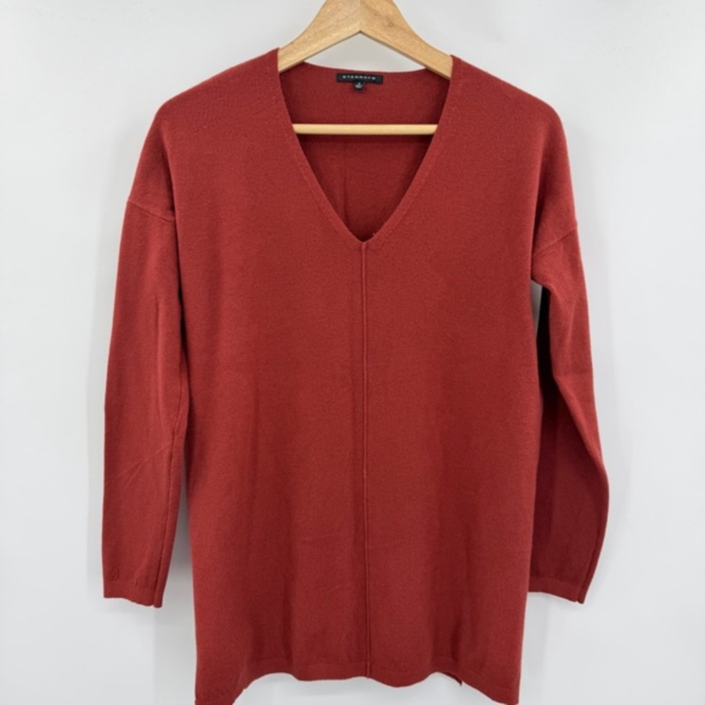STACCATO V-Neck Rusty Burnt Orange Sweater Cashmere Feel Super Soft Size Small‎